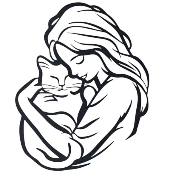 Whimsical Feline Embrace Metal Wall Art – Cat Lovers’ Silhouette Home Décor - Picture 6 of 6